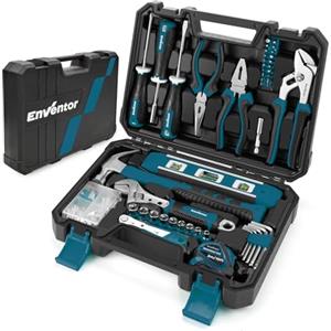 Enventor Cassetta Attrezzi Completa 158 Pezzi Blu, Set Attrezzi da Lavoro con Cacciavite Chiave a Martello, Utensili da Lavoro con Cassetta Degli Attrezzi, Valigetta Attrezzi Completa per la Casa