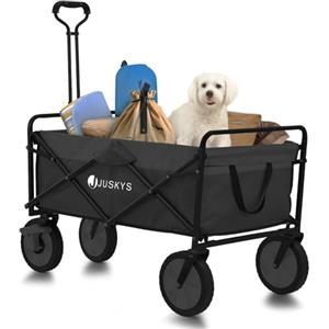 Juskys carretto a mano con capacità di carico fino a 100 kg - Carrello da trasporto pieghevole - Shopping, spiaggia, outdoor e campeggio - Nero