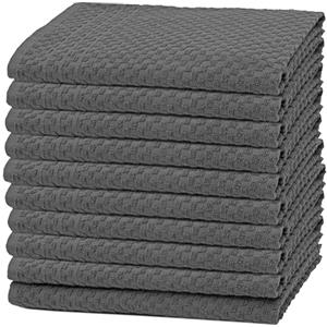 ZOLLNER Set di 10 strofinacci in cotone - 45x60 cm - canovacci da cucina super assorbenti e di lunga durata - lavabili a 60°C - grigi - qualità gastronomica - Certificato Oeko Tex (R)