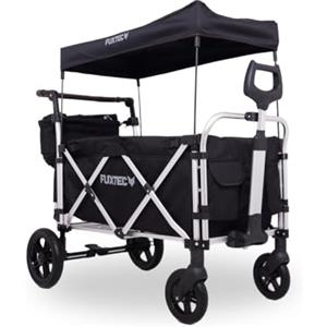 Fuxtec Carrello pieghevole Fuxtec Super Plus CTL950, carretto Bollerwagen Nero, estensione della cabina, per bambini, trasporto, spiaggia, città da traino o spinta, portata 75 kg, vagone da giardino