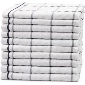 ZOLLNER Set di 10 strofinacci in cotone - 45x60 cm - canovacci da cucina super assorbenti e di lunga durata - lavabili a 60°C - bianco - qualità gastronomica - Certificato Oeko Tex (R)