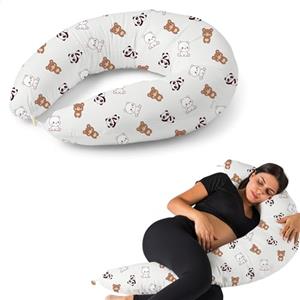 Flowen Cuscino Gravidanza e Allattamento per Dormire di Lato per Donne Incinta Idea Regalo per Neo Mamme con Federa in 100% Cotone e Morbido Riempimento Accessorio Full Body Premaman per un Sostegno Ottimale