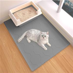 BLESWIN Tappetino per lettiera per gatti 71 x 56 cm, materiale in morbido silicone, facile da pulire, impermeabile, antiscivolo, tappetino resistente per interni e giardino