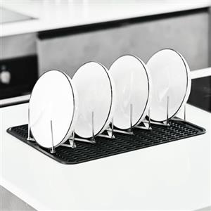 KitchenRaku Scolapiatti e scolapiatti 2 in 1, supporto in acciaio inox per costole e coperchio di pentola, adatto per bancone da cucina