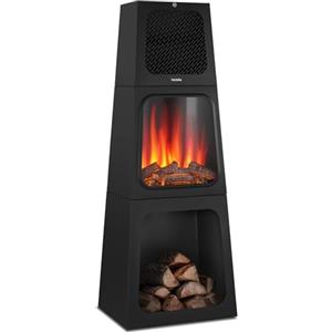 tectake® Caminetto elettrico, 45 x 120 x 35 cm, Camino Elettrico da pavimento, 2 livelli di calore 900/1800 W, termostato, effetto fiamma fuoco finto 3D, riscaldamento regolabile, Stufa Elettrica