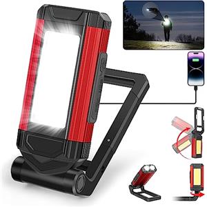 Daphomeu Lampada da Lavoro LED Ultra Luminosa - Lampada da Officina con Batteria Ricaricabile, Base Magnetica e Funzione Girevole - Ideale per Officina, Riparazioni Auto e Campeggio