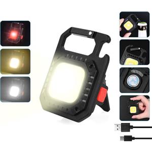 URAQT Mini Torcia Elettrica a LED, 7 Modalità Mini Torcia Portachiavi, Luce Magnetico Multifunzione, 800 Lumen, Impermeabile, con Apribottiglie, Base Magnetica, per Campeggio/Riparazione/Emergenza