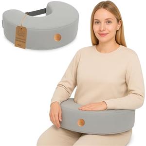 Totsy Baby Cuscino allattamento in memory foam - Supporto ergonomico per neonato e mamma Perfetto per allattare in comodità e rilassarsi dopo la gravidanza Grigio chiaro
