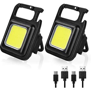 URAQT Mini Torcia Elettrica a LED, 4 Modalità Mini Torcia Portachiavi, 2pz Luce Magnetico Multifunzione, 800 Lumen, Impermeabile, con Apribottiglie, Base Magnetica, per Campeggio/Riparazione/Emergenza
