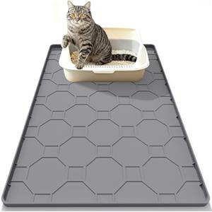 BLESWIN Tappetino extra large in silicone per lettiera per gatti 96 x 66 cm, impermeabile, facile da pulire, antiscivolo e resistente, per vaschetta igienica