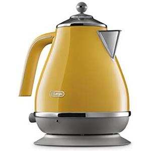 De'Longhi Icona Capitals KBOC2001.Y, Teiera Elettrica Vintage, Filtro Anticalcare, Base Girevole 360°, Vano Riponimento Cavo, Acciaio Inossidabile, 1.7 Litri, 2000W, Giallo New York