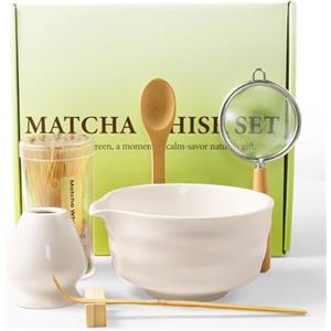 Accwork Matcha Kit 7 pezzi Set da Tè Matcha Set di Matcha Giapponese Chasen Supporto per frullino in ceramica Cucchiaio per matcha la scelta perfetta per gli amanti della cultura giapponese del Matcha