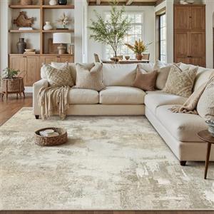 PureCozy Tappeto Salotto Moderno Astratto 200x300 cm Tappeti Grande Camera Da Letto, Tappeto Vintage Corridoio Antiscivolo Lavabile Pelo Corto per Soggiorno,Cucina, Ufficio, Interno,Beige