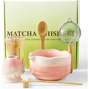 Accwork Matcha Kit 7 pezzi Set da Tè Matcha Set di Matcha Giapponese Chasen Supporto per frullino in ceramica Cucchiaio per matcha la scelta perfetta per gli amanti della cultura giapponese del Matcha