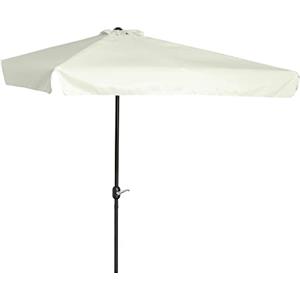 Outsunny Ombrellone Semicircolare da Terrazza e Giardino, Ombrellone a Mezzaluna per Parete con Manovella, 2.5x2.3 m, Crema