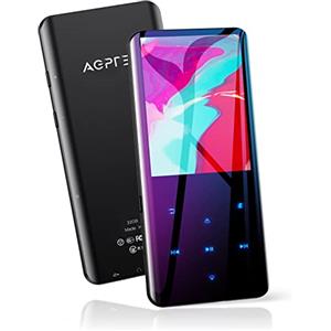 AGPTEK Lettore MP3 Bluetooth 5.3 Lettore Musicale 32GB con Schermo Curvo 2,4"MP3 Running Sport con Altoparlante HiFi Audio Senza Perdita con Radio FM,Registratore Vocale,Supporta Fino a 128 GB (Nero)