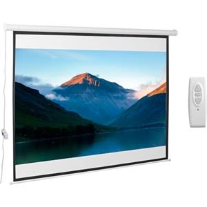 HOMCOM Schermo per Proiettore 100 Pollici Formato 4:3 Regolabile con Telecomando, Schermo di Proiezione Motorizzato Compatto, Installazione a Parete o Soffitto, 203x152 cm, Bianco