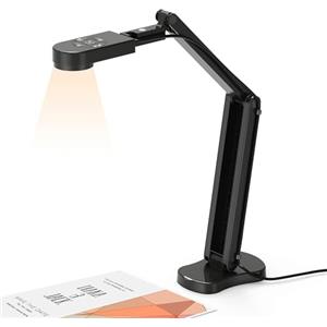 Kitchbai 8MP Telecamera e Visualizzatore di Documenti USB, 4K Webcam per formato A3, con Luce LED a 3 Livelli, Inversione dell'immagine, Pieghevole, Doppio Microfono, Per demo dal vivo, Conferenze Web