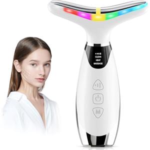 yujiabe Massaggiatore Viso Lifting Antirughe Elettrico: Dispositivo di Bellezza con 3 Modi 4 Livelli 7 Colori LED a 45°C con EMS Microcorrente per Rughe - Face Massager Gua Sha Massaggio Rassodante Collo Viso