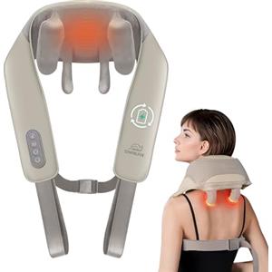 Snailax 4D Wireless Massaggiatore cervicale con calore, Massaggiatore Shiatsu per cervicale con massaggio impastante, Massaggioatore elettrico per collo, spalle, schiena e gambe, Regali (Bianco)