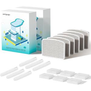 PETGUGU 6PCS Filtro Fontanella per Gatti, Filtro di Ricambio per PF1 e PF1L, Sistema di Filtraggio a 8 Stadi, Filtri Carbone Attivo per Acqua Pulita e Fresca e Animali Domestici Sani