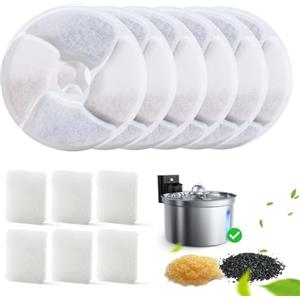 FEELNEEDY 6 Set Filtri Ricambio per FN-W19 3,5L Fontana per Gatti a Forma di Fiore Senza Fili -Includono 6 Filtri + 6 Spugne Pompe