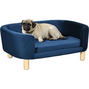 PawHut Cuccia per Cani da Interni, Divano per Gatti o Cani di Taglia Piccola e Media Max. 22.5kg, in Velluto Blu