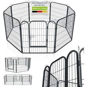 Juskys recinto per cuccioli Plus 160×160×80 cm - box 8 pezzi in metallo con porta - per cani, conigli e piccoli animali