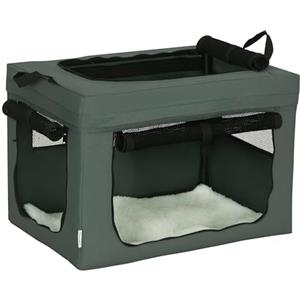 PawHut Trasportino Morbido per Cani Mini e Gatti, Trasportino Cuccia da Viaggio con Cuscino Rimovibile, Sacca di Trasporto e Porte in Rete Traspiranti, 60x42x42 cm, Grigio