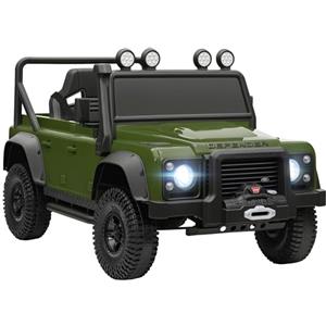 AIYAPLAY Macchina Elettrica per Bambini 3-8 Anni 12V Fuoristrada Land Rover 110SVX, 3-5km/h Auto Elettrica per Bambini con 2 Motori, Sospensioni, Telecomando, Musica, Fari, Cintura e Clacson, Verde
