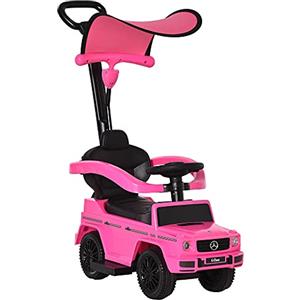 HOMCOM Macchina a Spinta per Bambini 12-36 Mesi con Licenza Mercedes-Benz G350, Giocattolo Macchina Cavalcabile con Tettuccio e Maniglia di Spinta, 85.5x40.5x95 cm, Rosa