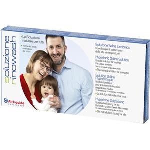 AIR LIQUIDE RINOWASH Soluzione Salina Ipertonica 3,5% per Pulizia Naso - 10 Fiale da 10 ml