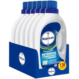 Napisan Detersivo Lavatrice Liquido Igienizzante Odor Stop, 6 Confezioni da 1.15 l da 138 Lavaggi di Detersivo Lavatrice Liquido