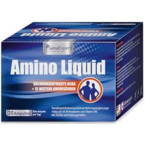 SanaExpert Amino Liquid - Integratore Liquido per il Recupero e le Prestazioni Sportive - Con BCAA, L-arginina ed Estratto di Tè Verde - Sapore Arancia - 20 Fiale - Prodotto in Germania