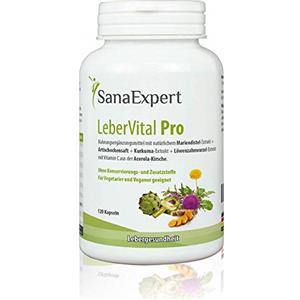 SanaExpert LeberVital Pro - Integratore Naturale per la Purificazione e la Salute del Fegato - Con Cardo Mariano, Curcuma, Carciofo e Vitamina C - 120 Capsule - Prodotto in Germania