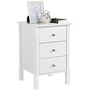 Yaheetech Comodino Camera da Letto Bianco con 3 Cassetti Moderno Cassettiera Armadio Cameretta Organizzatore per Letto Tavolino da Salotto Laterale Divano 40 x 40 x 60 cm