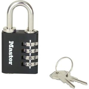 Master Lock Zinc 7641EURDBLK - Lucchetto a combinazione per interni, con chiave override, 78 x 40 x 16 mm, colore: Nero