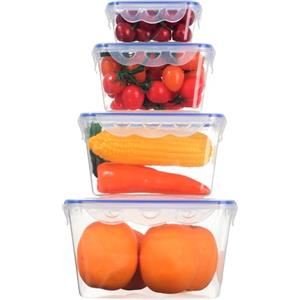 Cozary Insieme di 4 Contenitori Ermetici per Alimenti:2,7L+1,55L+0,8L+0,25L,PP Alimentare,Senza BPA,a Prova di Perdite,Contenitore con Coperchio Adatti al Microonde, Congelatore e Lavastoviglie