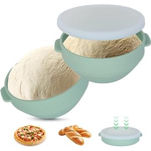 Cozary Contenitore Per Lievitazione Pizza 2 Pezzi, Contenitore Impasto Pizza Con Coperchio Trasparente, Graduazioni, Pieghile (16.7x7cm | Si Piega A 4cm)