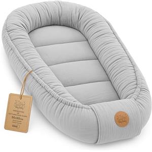 Totsy Baby Mussola Riduttore lettino neonato - 90x50 cm baby nest trasportabile per neonati nido culla pod cocoonababy babynest antisoffoco Grigio