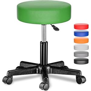 Casaria® Sgabello con Ruote Regolabile 46-60 cm in Similpelle Seduta Imbottita Sedia Girevole Sgabelli con Rotelle Sgabello Trucco Sedia Girevole