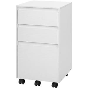 WOLTU Cassettiera da Ufficio, Cassettiera Portadocumenti a 3 Cassetti, Mobiletto Portaoggetti con Ruote per Studio, Camera da Letto, in Legno,Bianco e Nero, 40x40x71.5cm, ASK01ws