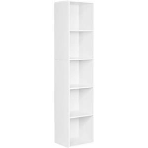 WOLTU Libreria Verticale a Colonna, Scaffale Alto e Stretto con 5 Cubi Porta CD DVD Libri, Libreria da Parete Moderna, per Soggiorno e Ufficio, Bianco 30x24x132cm SK003ws5