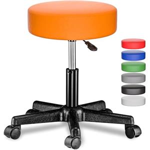 Casaria® Sgabello con Ruote Regolabile 46-60 cm in Similpelle Seduta Imbottita Sedia Girevole Sgabelli con Rotelle Sgabello Trucco Sedia Girevole