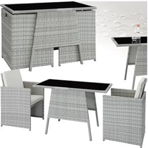 tectake® Salottino Rattan Losanna, Set da Giardino 2 Poltrone e 1 Tavolo, Sedie da Esterno Eleganti, Tavolo Vetro Nero Robusto, Struttura Acciaio Durevole, Conservazione Pratica - Grigio Chiaro