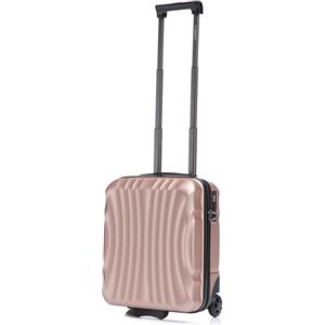 R.Leone Valigia da 1 Fino a Set 4 Trolley Rigido grande, medio, bagaglio a mano 55x40x23 cm Wizz, ITA Airways e bagaglio 45x36x20 cm EasyJet in ABS 8005 (Rose Gold, XS Bagaglio 45x36x20cm 2Ruota)