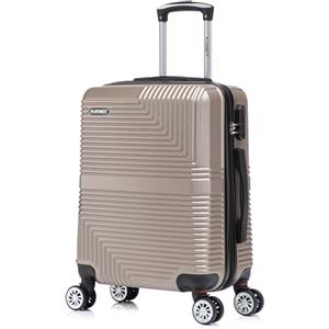 R.Leone Valigia da 1 Fino a Set 4 Trolley Rigido grande, medio, bagaglio a mano 55x40x23 cm Wizz, ITA Airways e bagaglio 45x36x20 cm EasyJet in ABS 8005 (Oro, S Bagaglio 55x40x23cm)