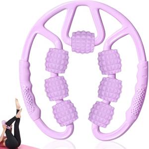 NIUAWASA Rullo di Massaggio Cellulite, NIUAWASA Massaggiatore Anticellulite per Gamba Coscia Braccio Collo con 7 Ruote e Manubrio per Rilasciare e Rilassare la Pelle o il Muscolo (Viola)