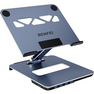 BENFEI Supporto per laptop in alluminio con docking station USB C 6 in 1, HDMI 4K a 60 Hz, 4*USB3.0, 100 PD compatibile con MacBook Pro/Air iPad Pro XPS Thinkpad