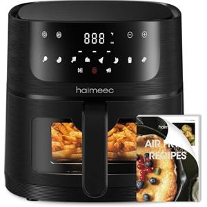 HAIMEEC Friggitrice ad aria 4L, 8 preimpostazioni air fryer, Funzione Shake e Grill, Temperatura e timer regolabili, Schermo Tattile Digitale, 78 Ricette, Componenti Antiaderenti, Facile da Pulire
